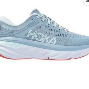 HOKA Women's Bondi 7 Wide Blue Fog/Coral Running Shoes